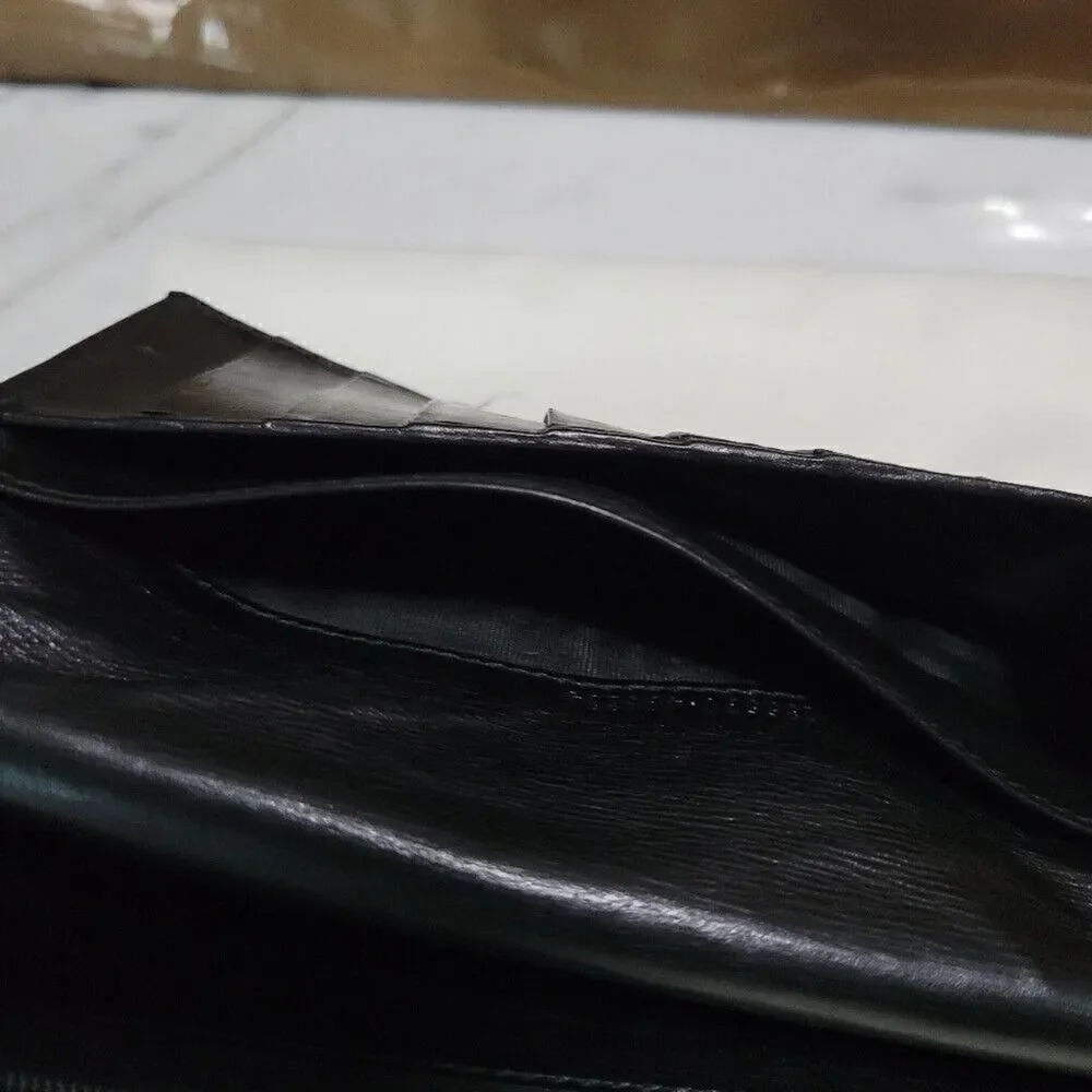 GUCCI GG Monogram Logo Black Leather Long Bifold Wallet 130590496334